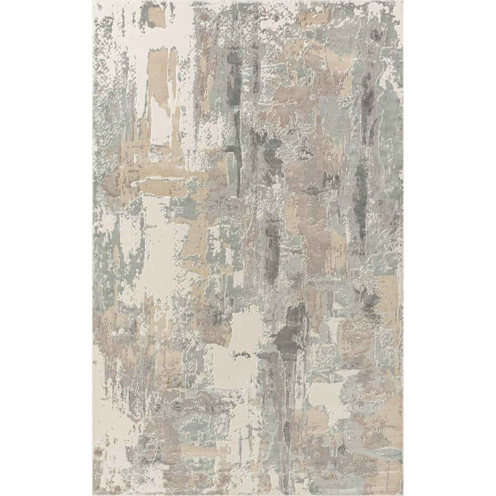 2' X 3' Beige Ivory And Gray Abstract Area Rug