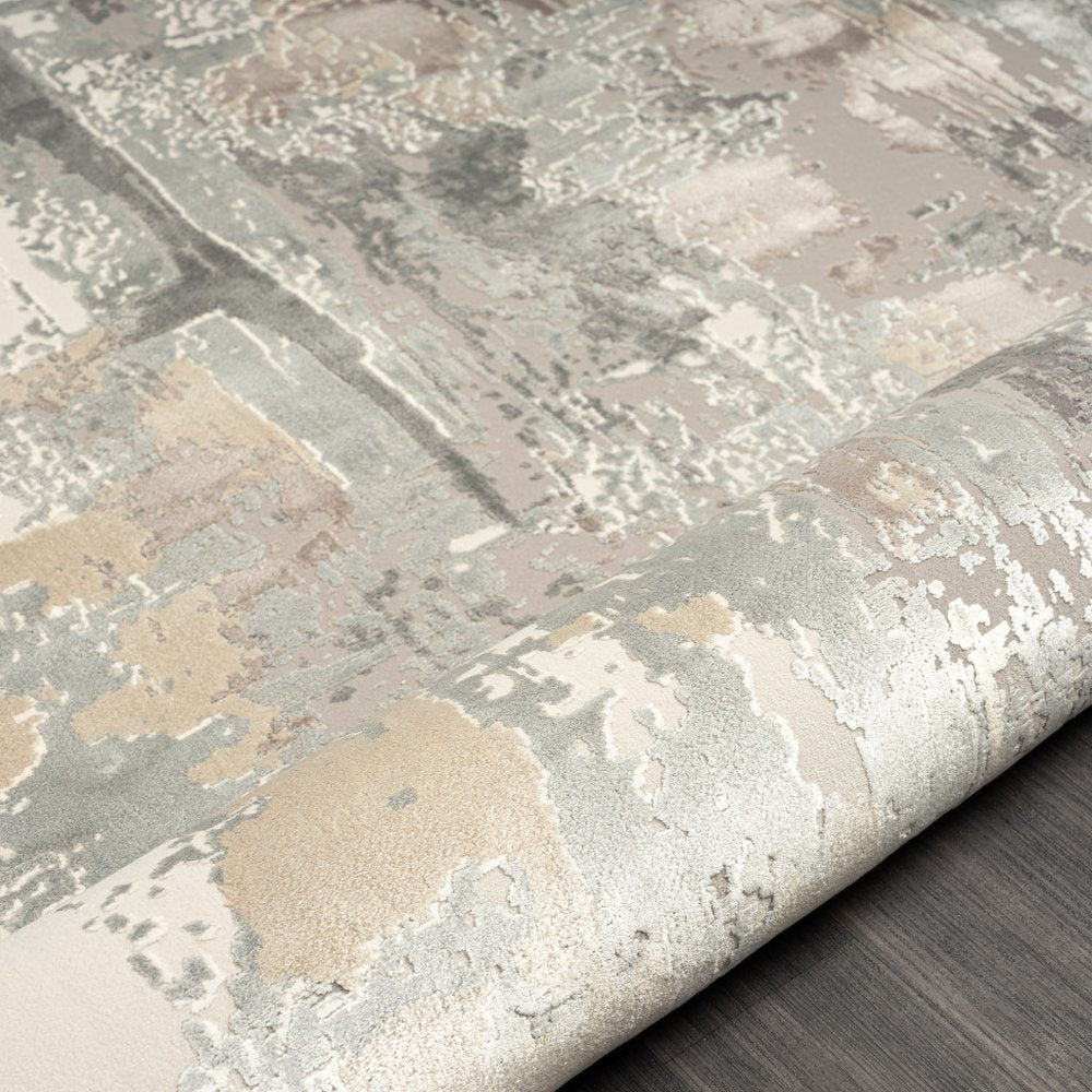 2' X 3' Beige Ivory And Gray Abstract Area Rug