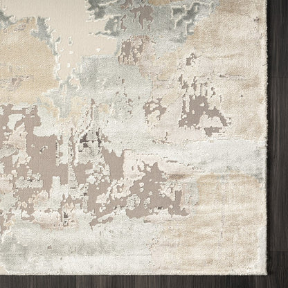 2' X 3' Beige Ivory And Gray Abstract Area Rug