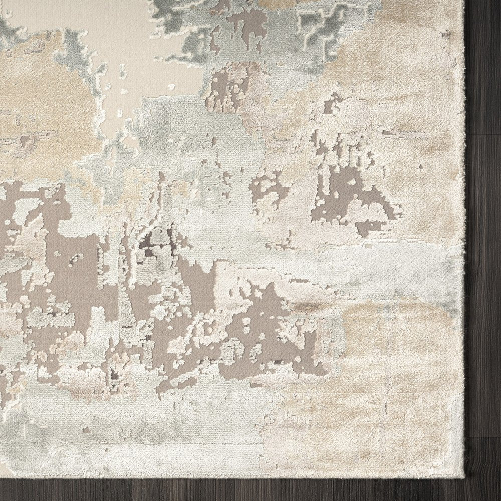 2' X 3' Beige Ivory And Gray Abstract Area Rug