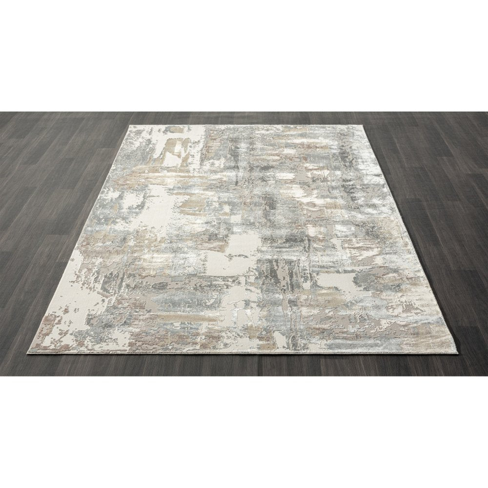 2' X 3' Beige Ivory And Gray Abstract Area Rug