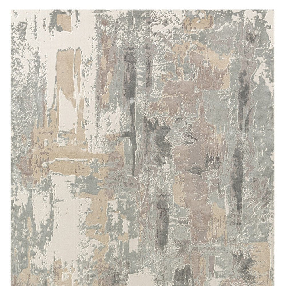 2' X 3' Beige Ivory And Gray Abstract Area Rug