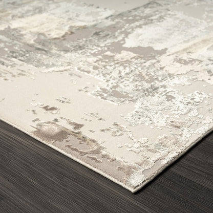 2' X 3' Beige Ivory And Gray Abstract Area Rug