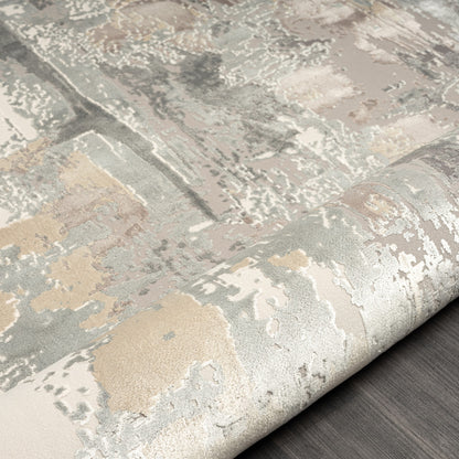 5' X 8' Gray and Beige Abstract Area Rug