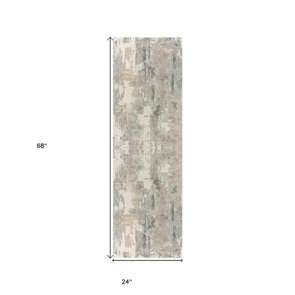 2' X 3' Beige Ivory And Gray Abstract Area Rug