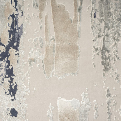 7' Blue And Beige Abstract Runner Rug