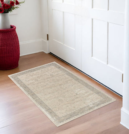 8' X 10' Beige and Ivory Floral Area Rug