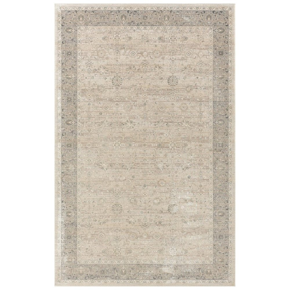 8' X 10' Beige and Ivory Floral Area Rug