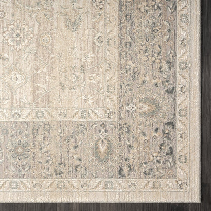8' X 10' Beige and Ivory Floral Area Rug
