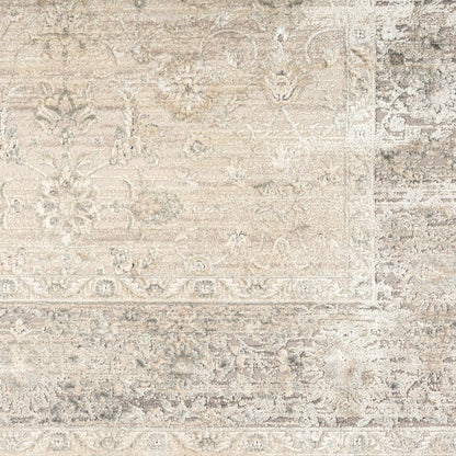 8' X 10' Beige and Ivory Floral Area Rug