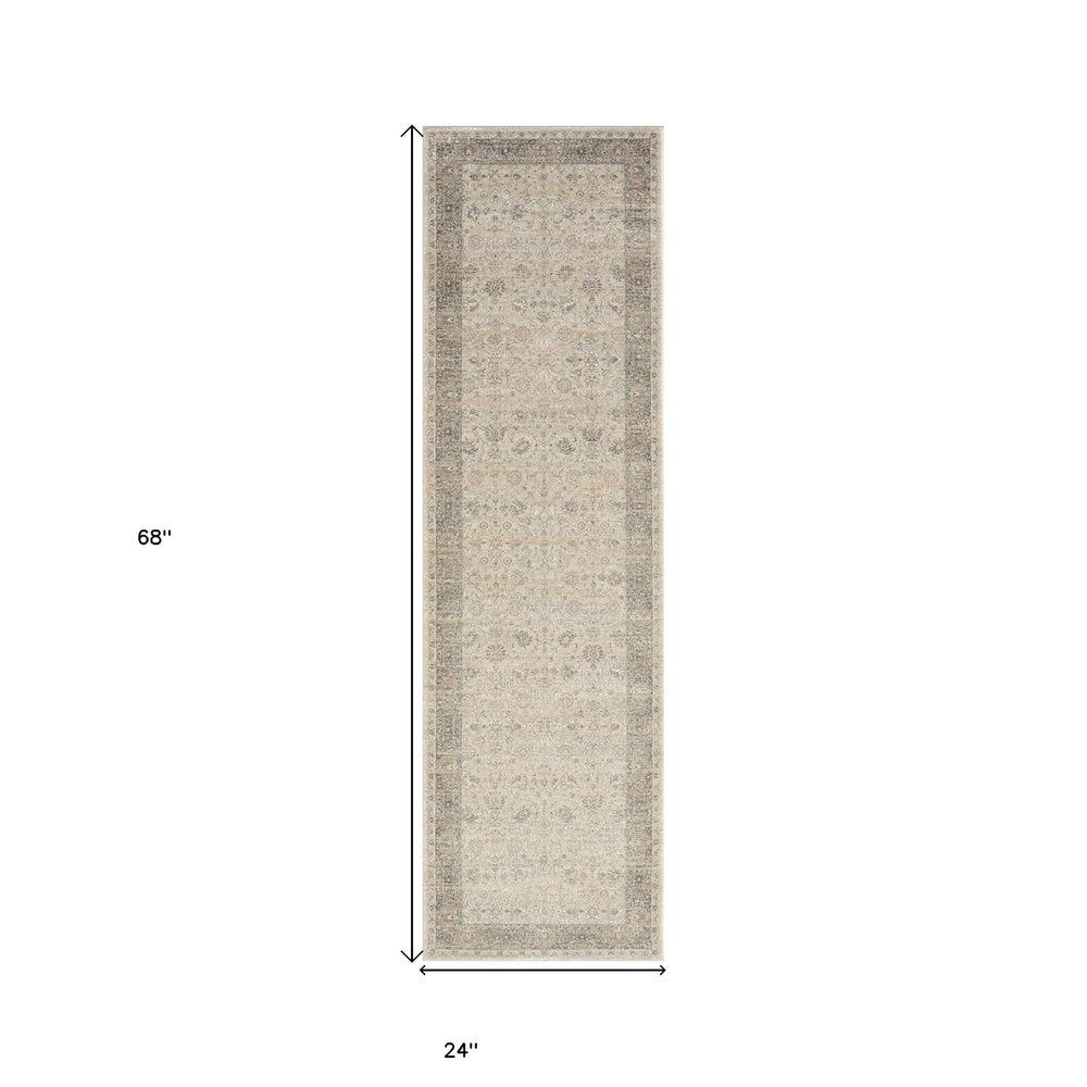 8' X 10' Beige and Ivory Floral Area Rug