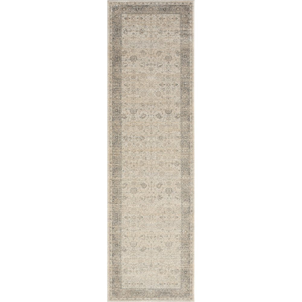 8' X 10' Beige and Ivory Floral Area Rug