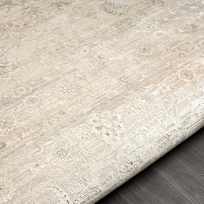 8' X 10' Beige and Ivory Floral Area Rug