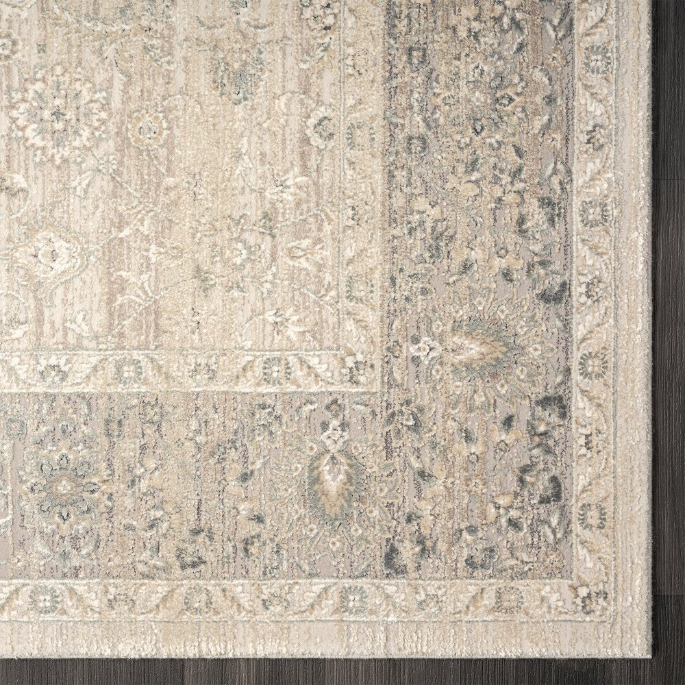 8' X 10' Beige and Ivory Floral Area Rug