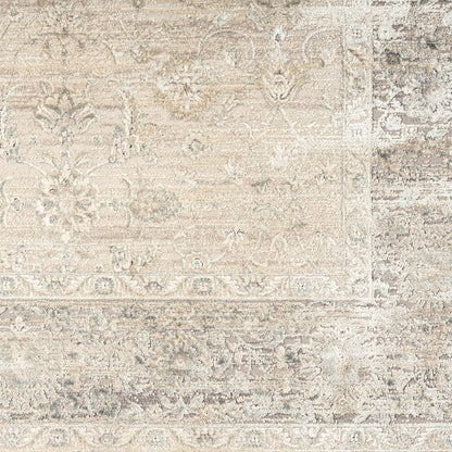 8' X 10' Beige and Ivory Floral Area Rug