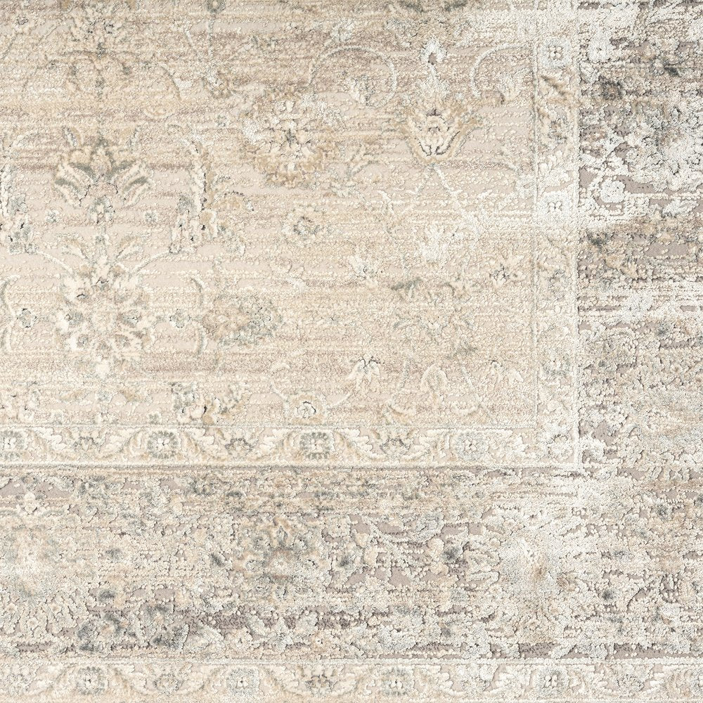 8' X 10' Beige and Ivory Floral Area Rug
