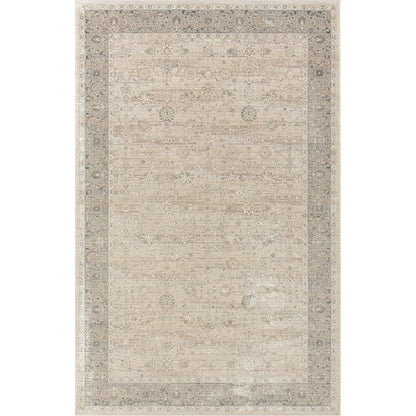 8' X 10' Beige and Ivory Floral Area Rug