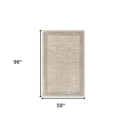 8' X 10' Beige and Ivory Floral Area Rug