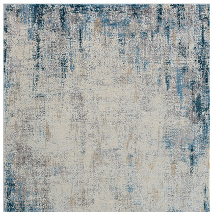 2' X 3' Blue and Ivory Abstract Area Rug