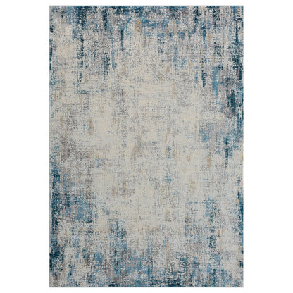 2' X 3' Blue and Ivory Abstract Area Rug
