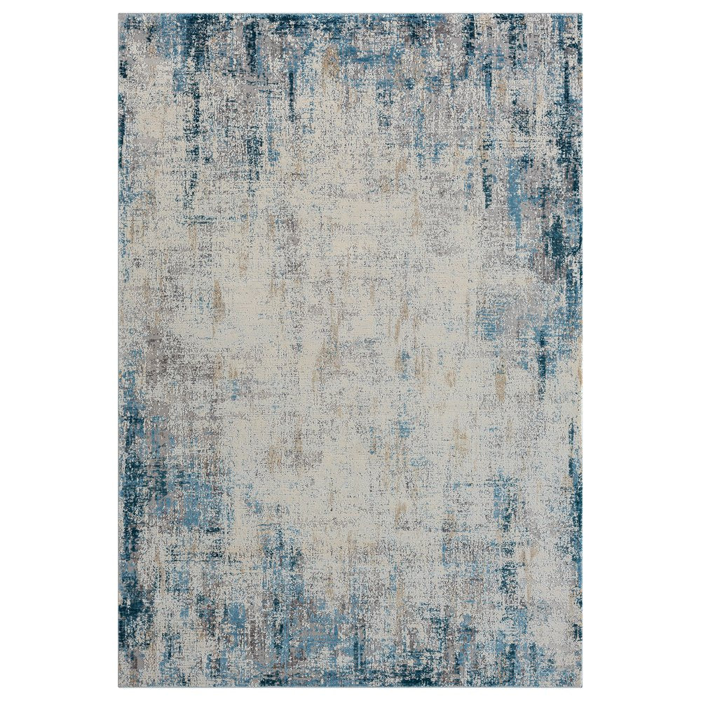 2' X 3' Blue and Ivory Abstract Area Rug