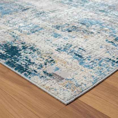 2' X 3' Blue and Ivory Abstract Area Rug