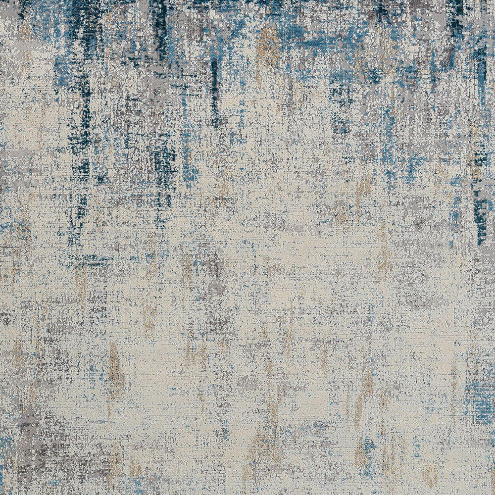 2' X 3' Blue and Ivory Abstract Area Rug