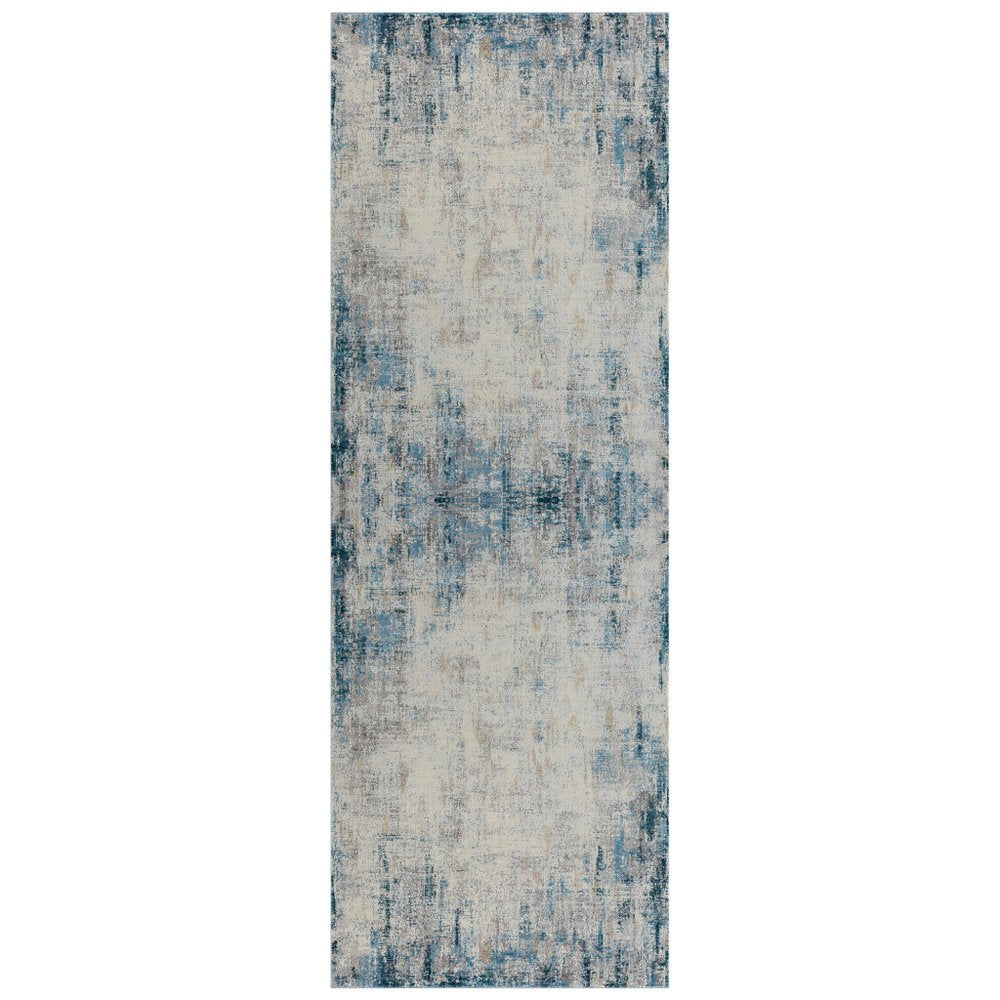 2' X 3' Blue and Ivory Abstract Area Rug