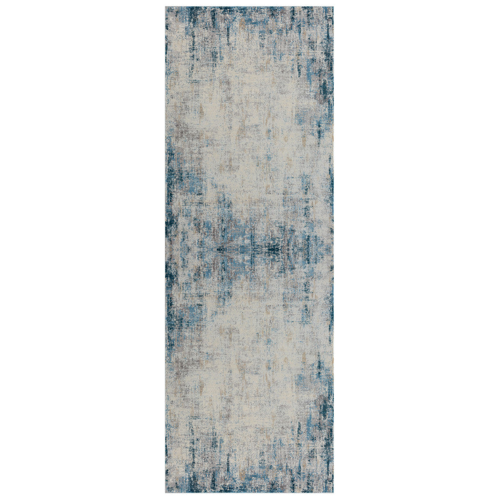 2' X 3' Blue and Ivory Abstract Area Rug