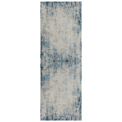 2' X 3' Blue and Ivory Abstract Area Rug