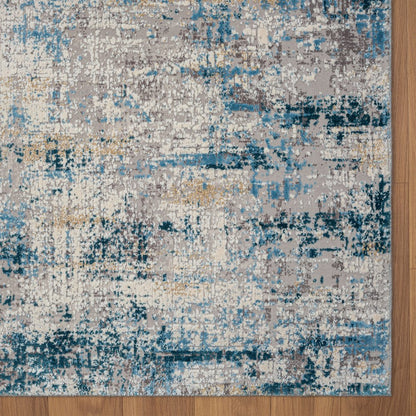 2' X 3' Blue and Ivory Abstract Area Rug
