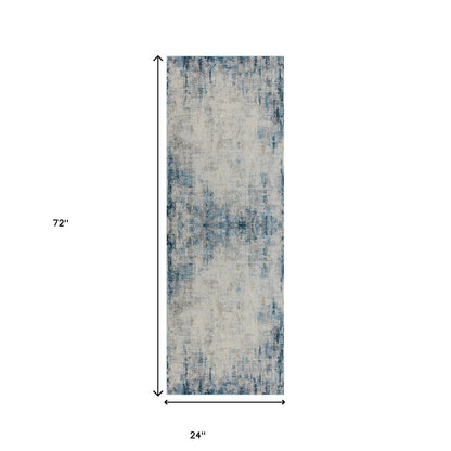 2' X 3' Blue and Ivory Abstract Area Rug
