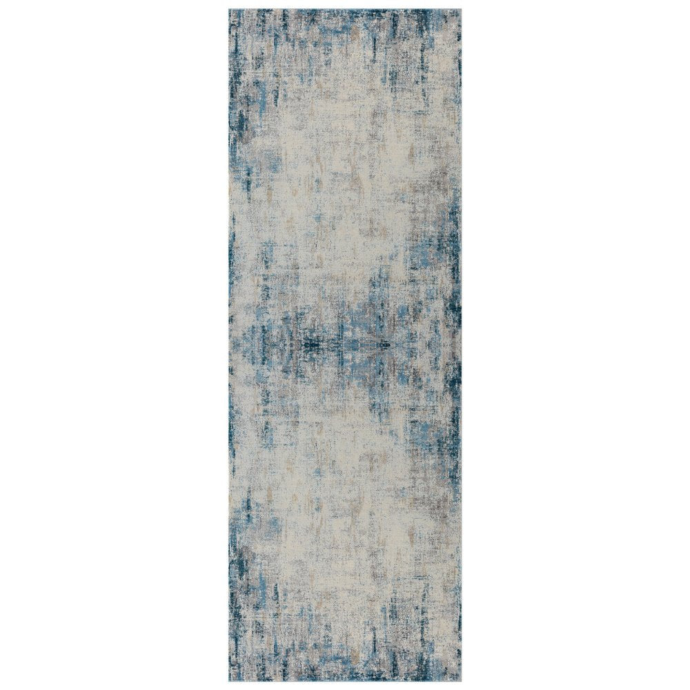 2' X 3' Blue and Ivory Abstract Area Rug