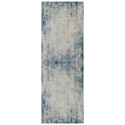 2' X 3' Blue and Ivory Abstract Area Rug