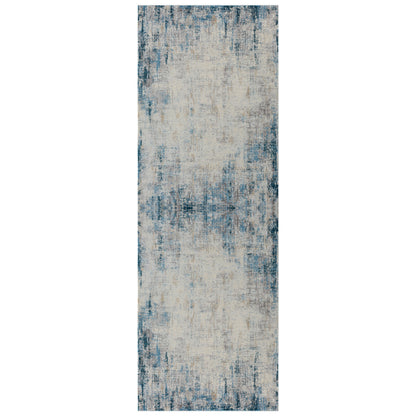2' X 3' Blue and Ivory Abstract Area Rug