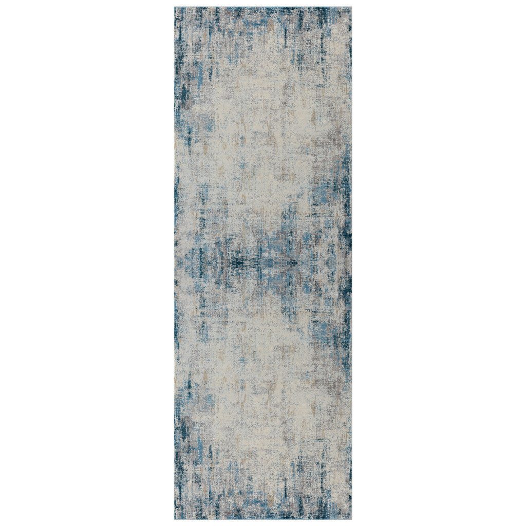 2' X 3' Blue and Ivory Abstract Area Rug