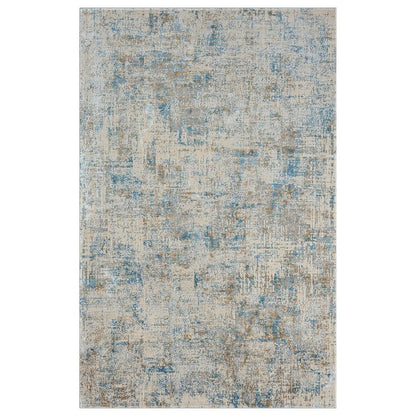 6' Blue And Ivory Abstract Runner Rug