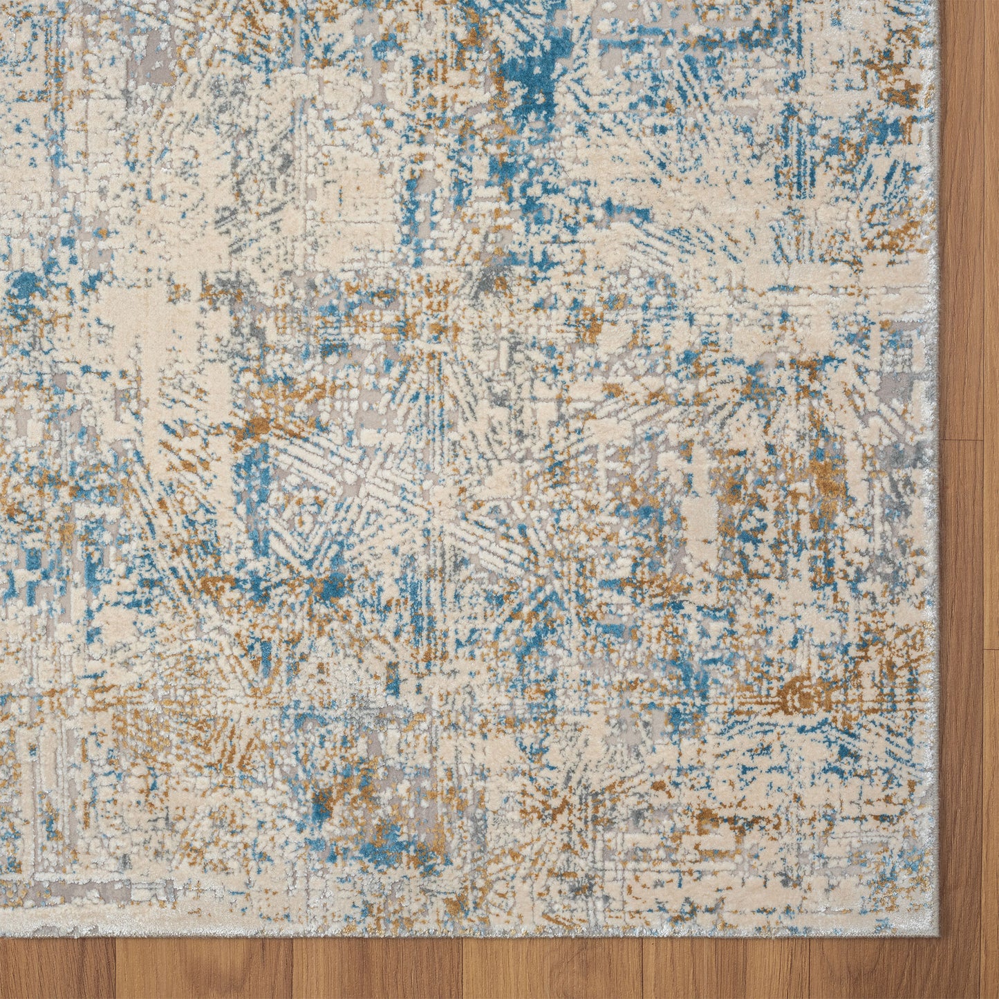 2' X 3' Blue and Ivory Abstract Area Rug