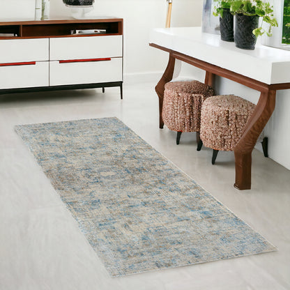 2' X 3' Blue and Ivory Abstract Area Rug