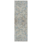 6' Blue And Ivory Abstract Runner Rug