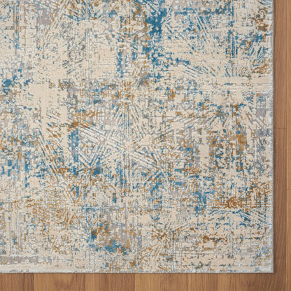 2' X 3' Blue and Ivory Abstract Area Rug