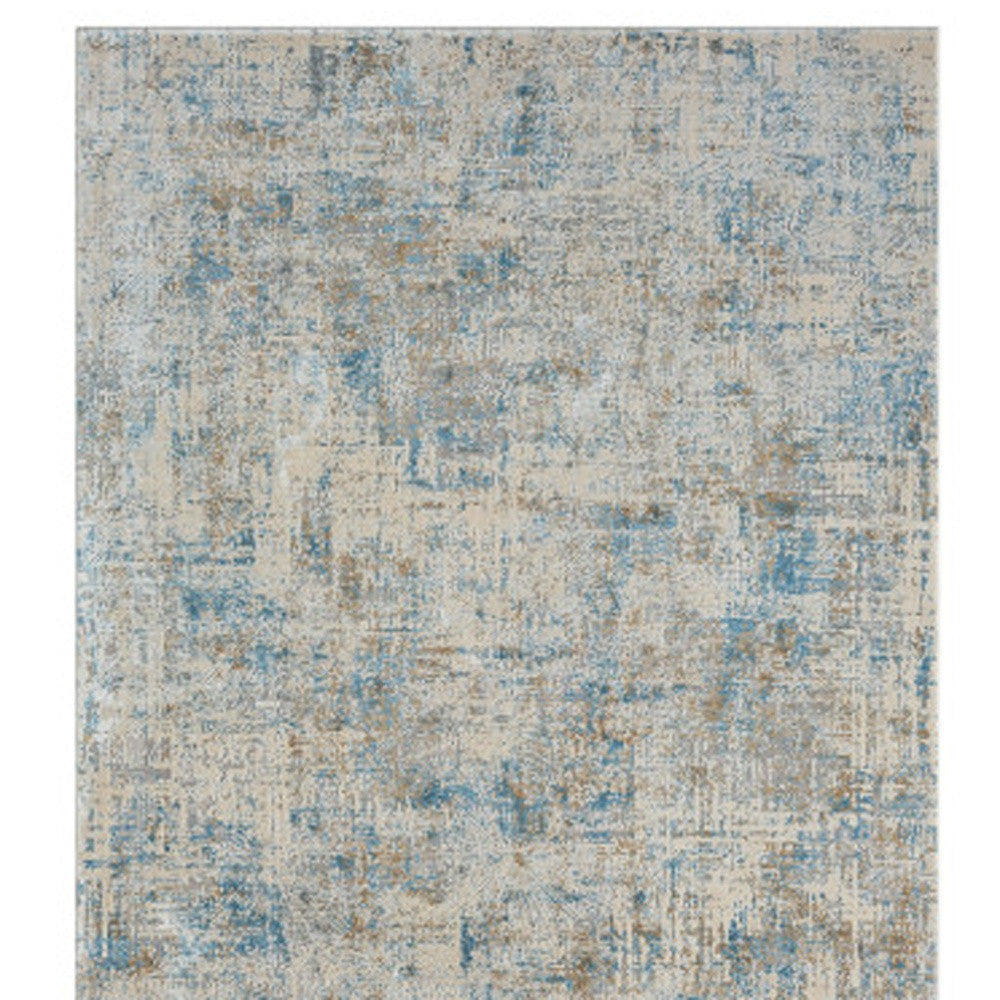 2' X 3' Blue and Ivory Abstract Area Rug