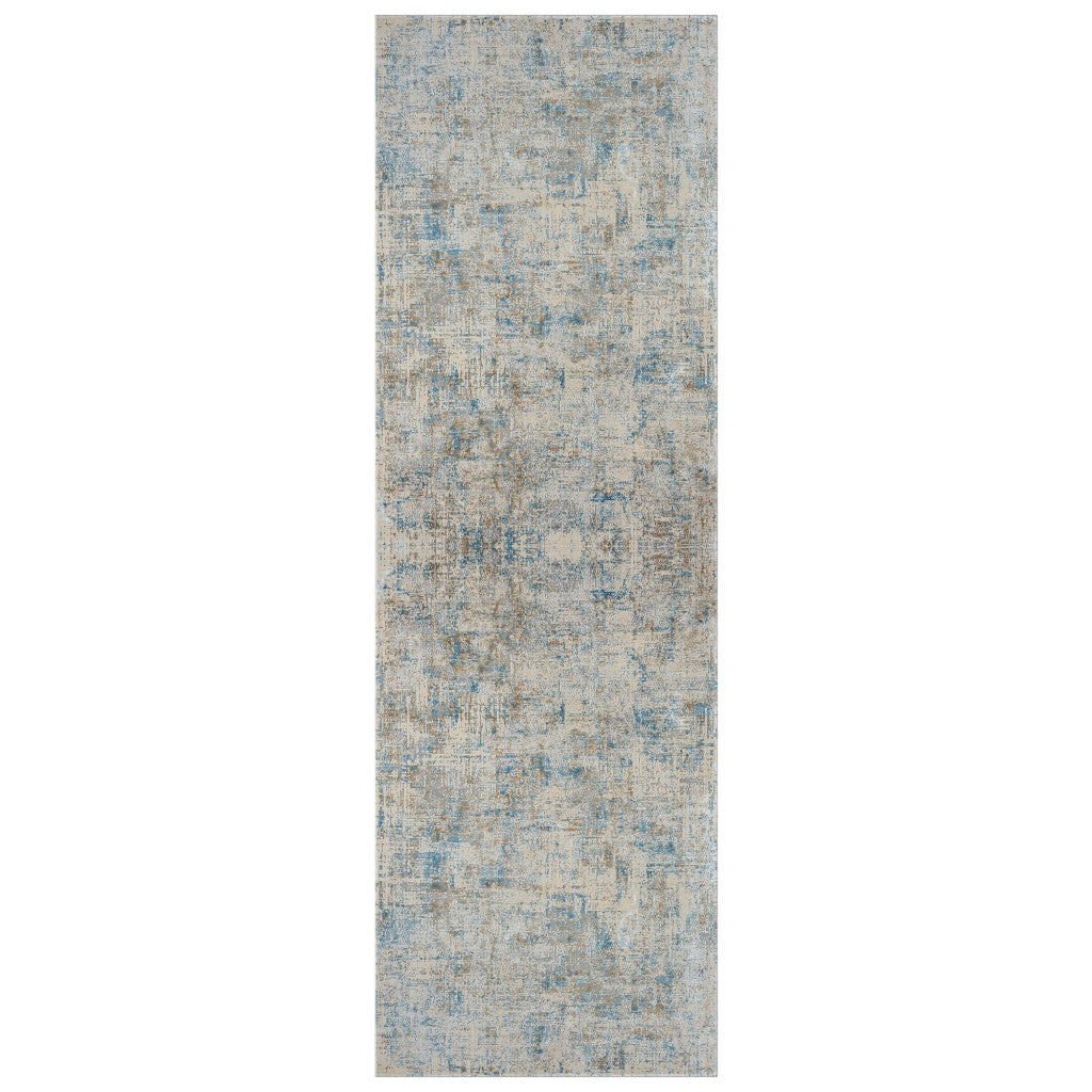 2' X 3' Blue and Ivory Abstract Area Rug