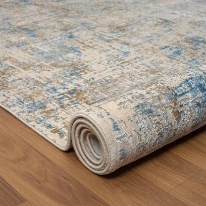 2' X 3' Blue and Ivory Abstract Area Rug