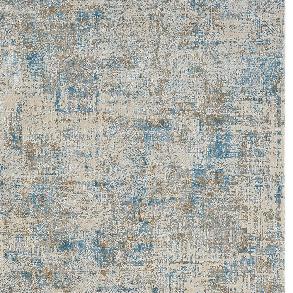 2' X 3' Blue and Ivory Abstract Area Rug