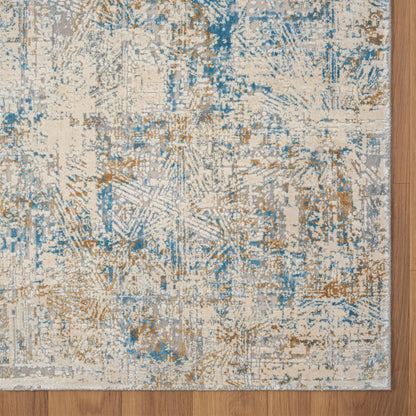 2' X 3' Blue and Ivory Abstract Area Rug