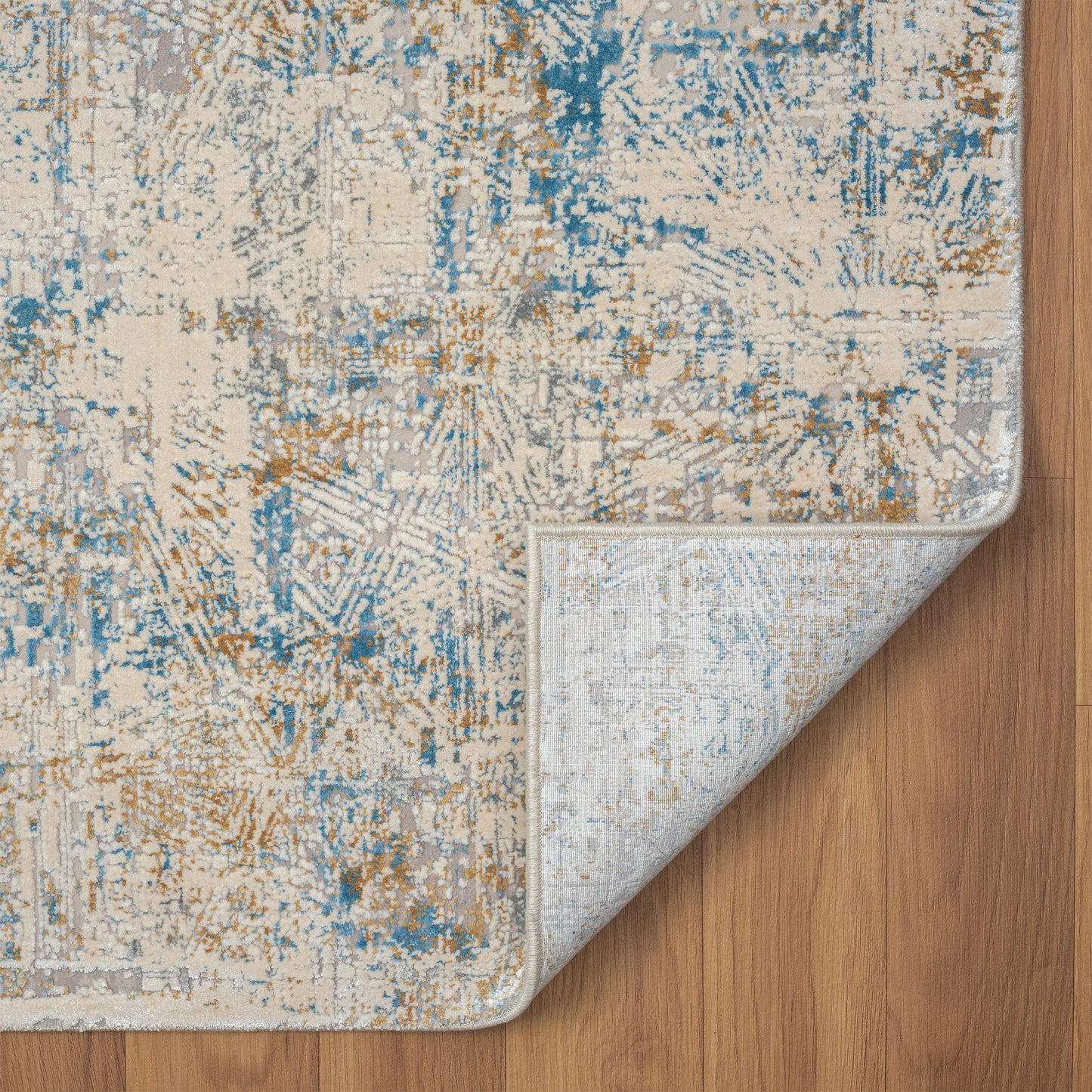 2' X 3' Blue and Ivory Abstract Area Rug