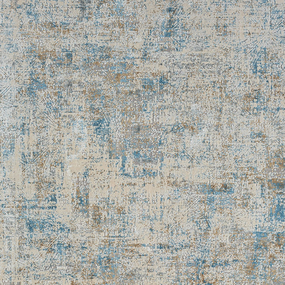 2' X 3' Blue and Ivory Abstract Area Rug