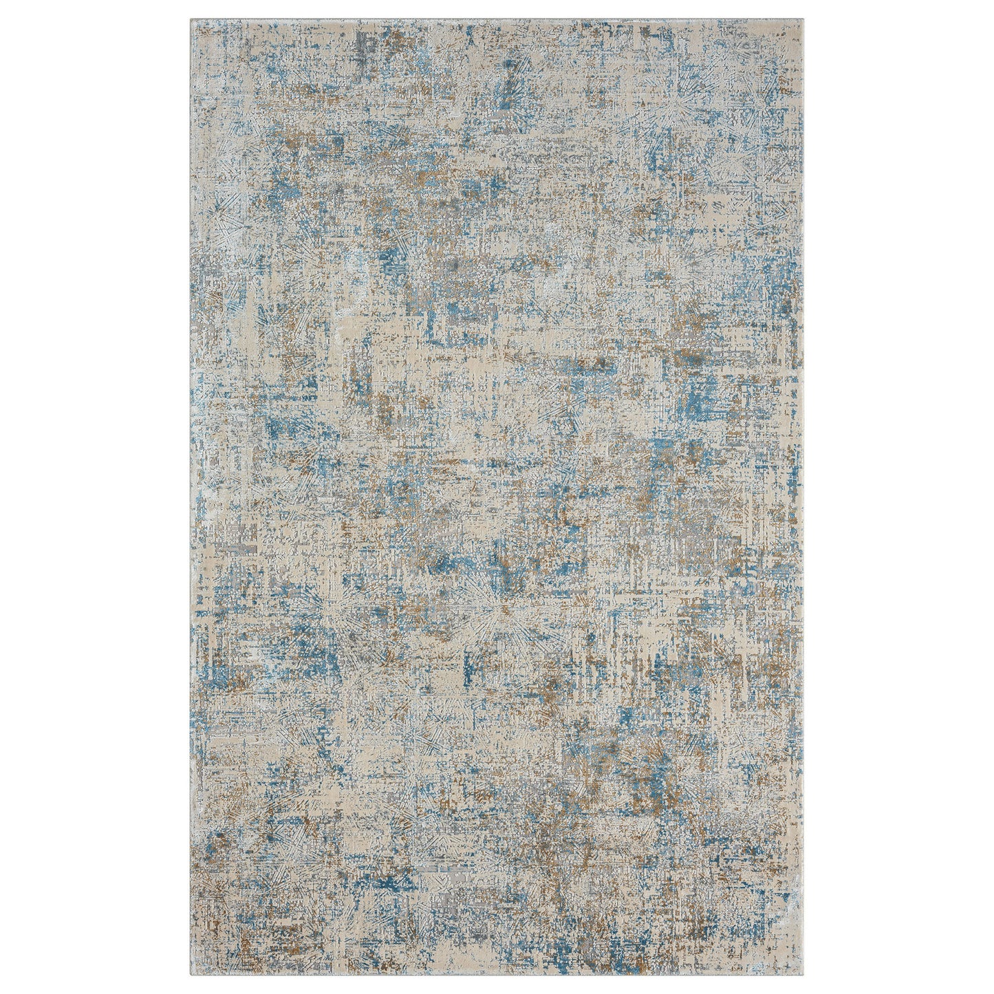 2' X 3' Blue and Ivory Abstract Area Rug