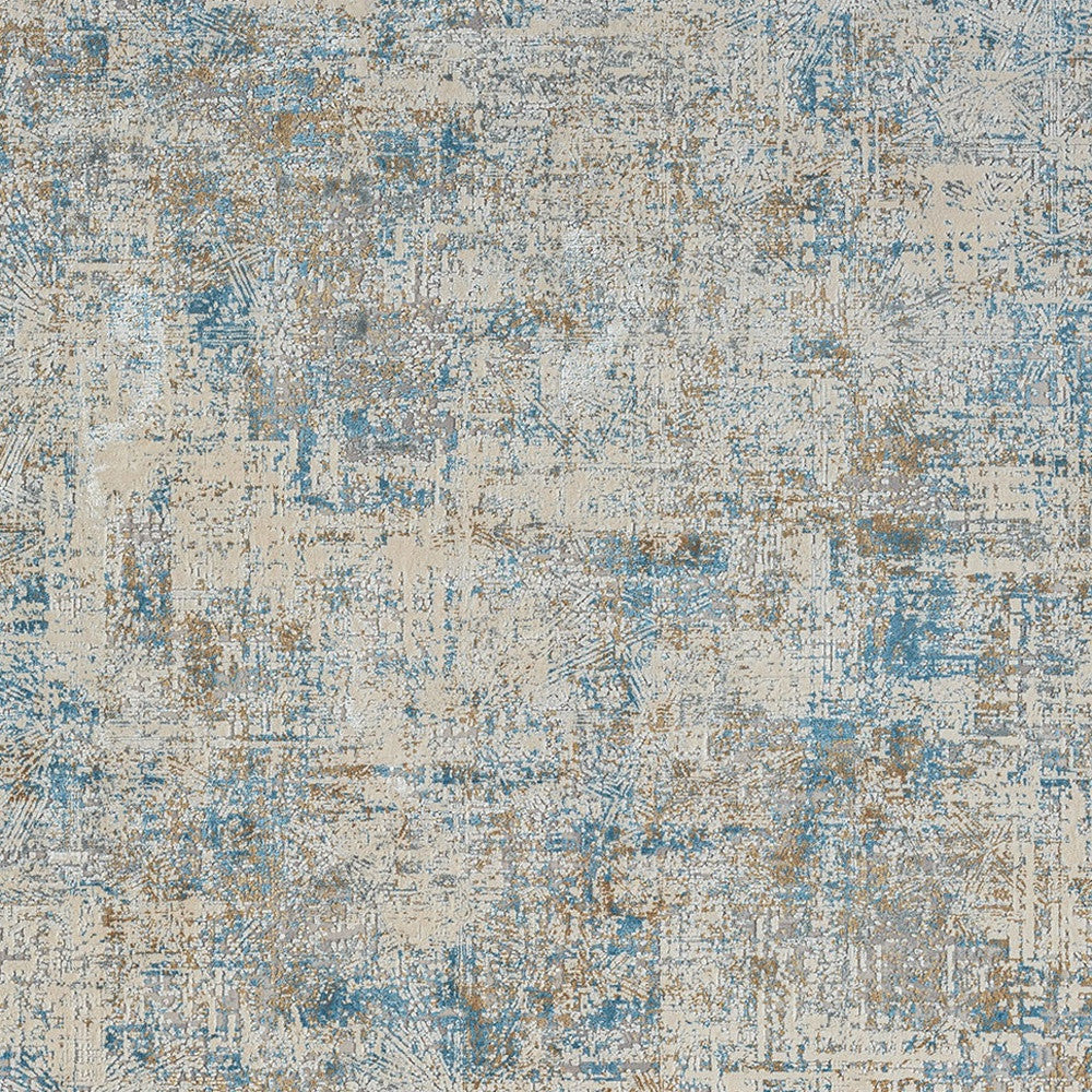 2' X 3' Blue and Ivory Abstract Area Rug